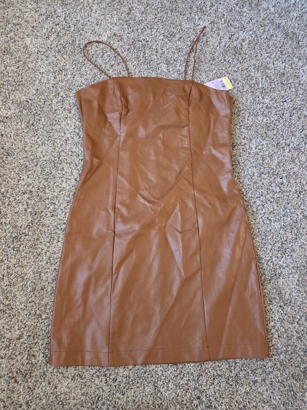 NWT Wild Fable Brown Leather Slip Mini Dress Spaghetti Strap Sz S